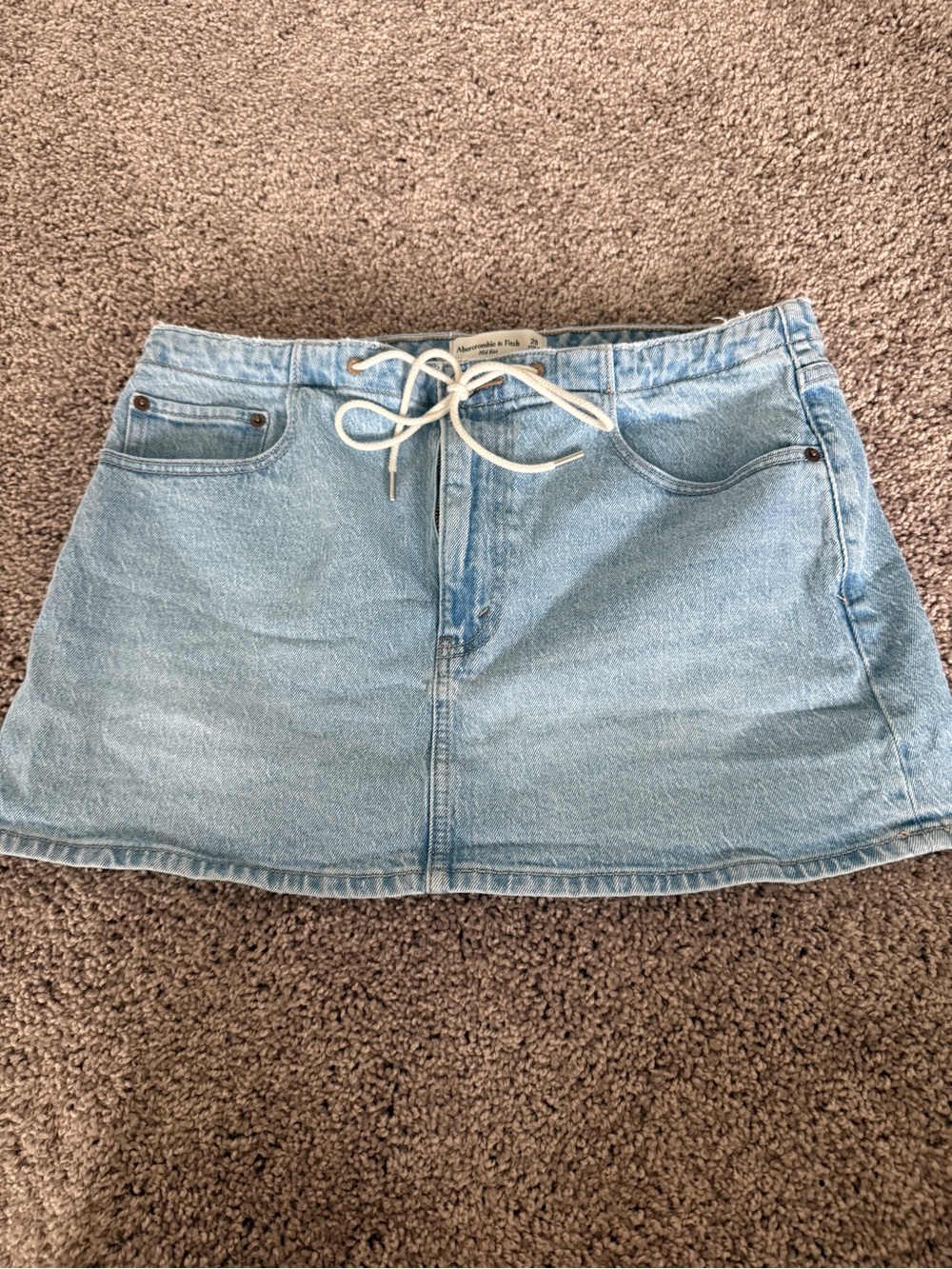 Abercrombie & Fitch Light Blue Denim Mid-Rise, Mini Skirt